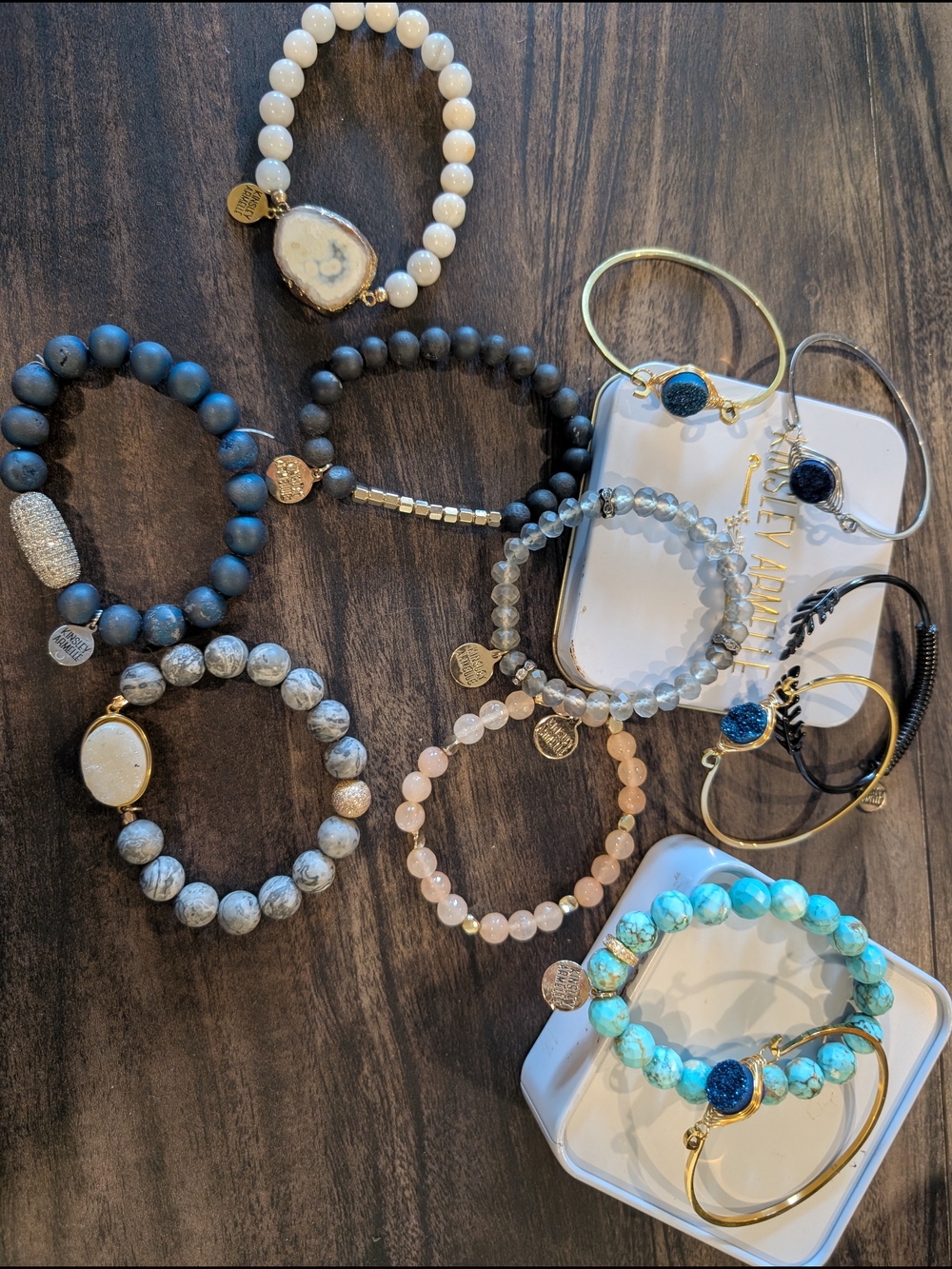 Kinsley Armelle  Beaded Bracelet Stack - Turquoise, Rose, Gray, Black